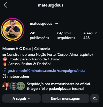 Perfil no Instagram